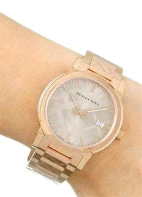 burberry check watch rose gold|the city engraved check rose gold women's watch bu9039.